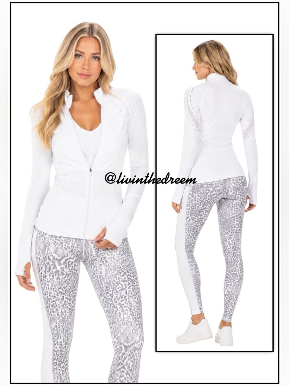 Fabletics White DELTA SEAMLESS ZIP UP SZ L $65